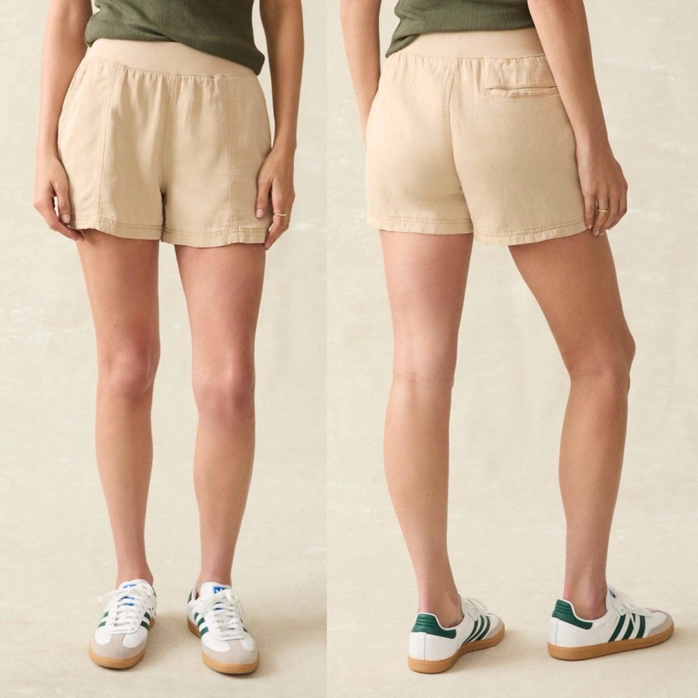 Faherty Arlie Day™ Short 4 in Safari Size L Large Linen Tencel Pull On Style - Picture 6 of 15